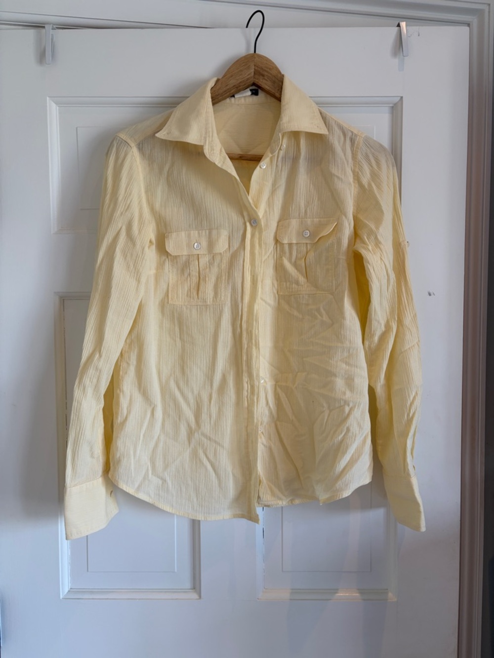J. Crew Factory Pale Yellow Women's Button-Up Blouse